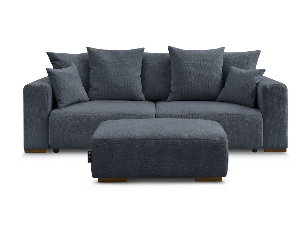Canapé droit convertible SIDONIE tissu chiné avec pouf