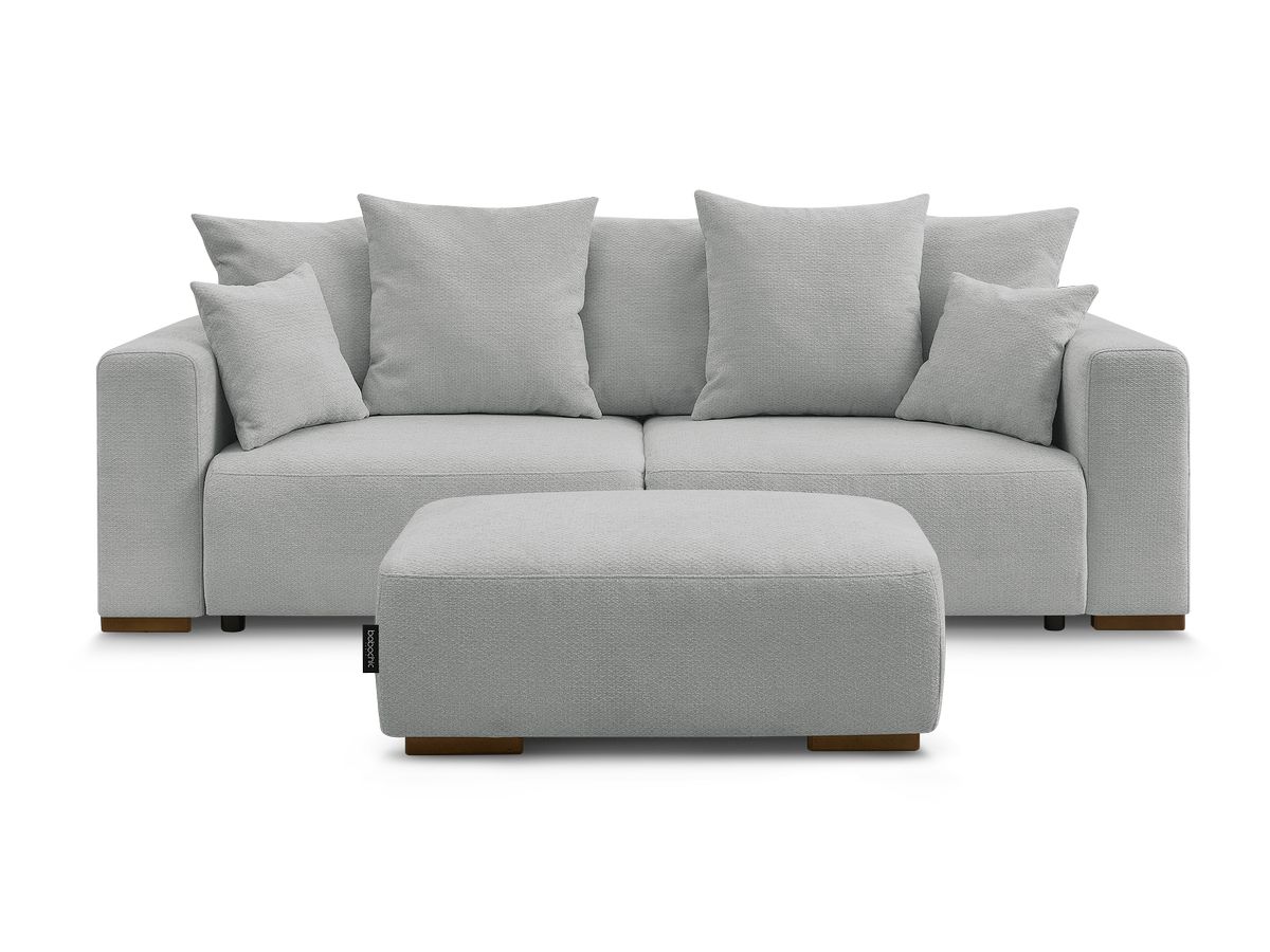 Canapé droit convertible SIDONIE tissu chiné avec pouf