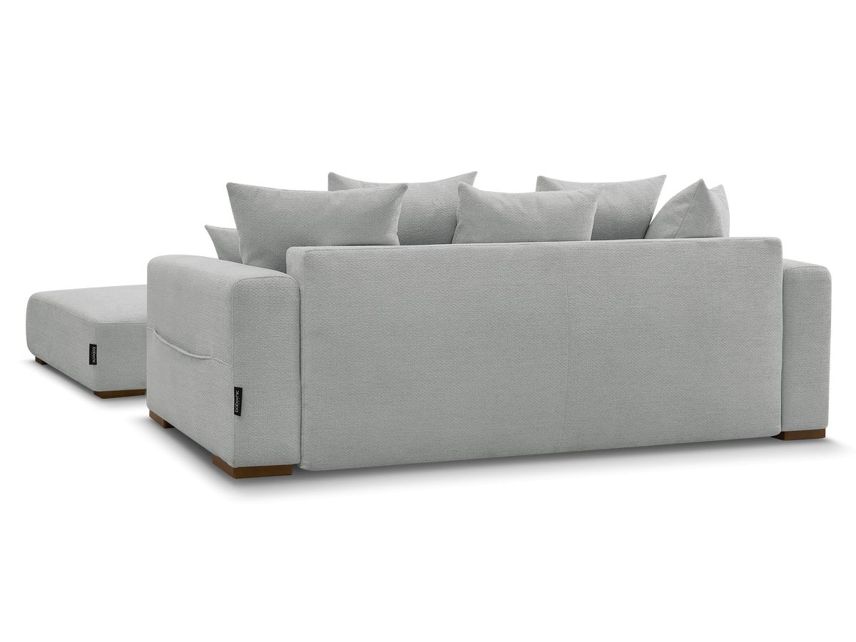 Canapé droit convertible SIDONIE tissu chiné avec pouf