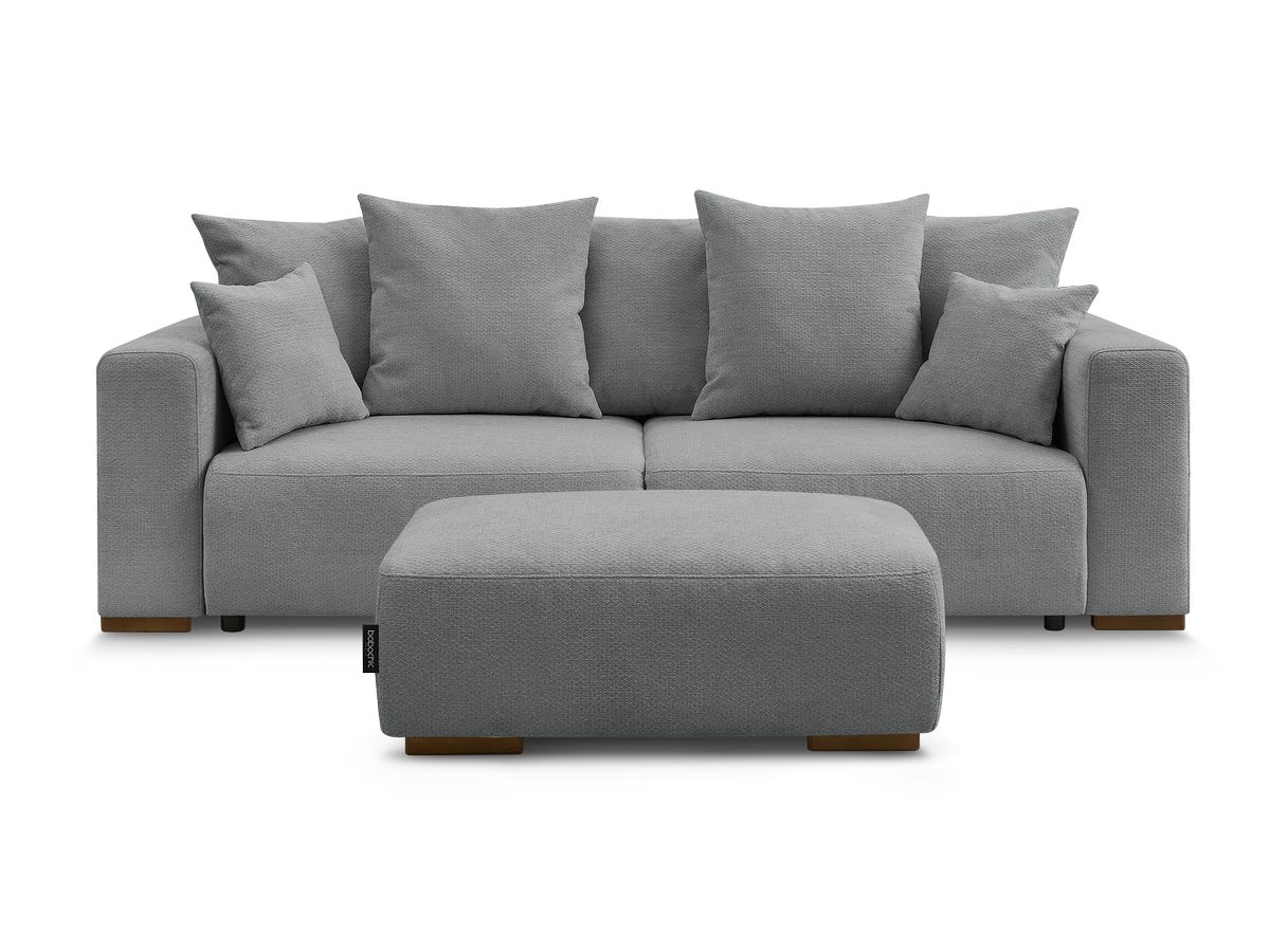 Canapé droit convertible SIDONIE tissu chiné avec pouf
