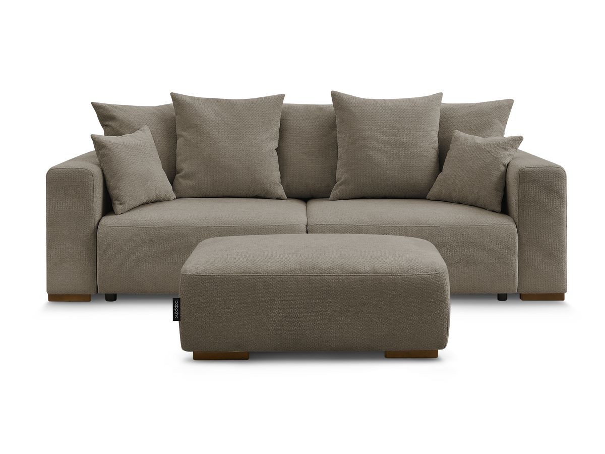 Canapé droit convertible SIDONIE tissu chiné avec pouf
