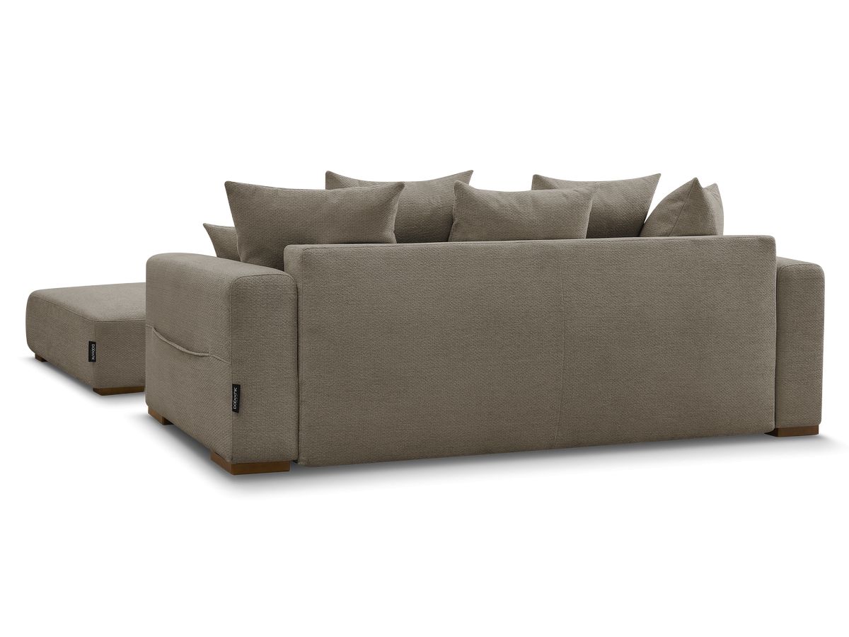 Canapé droit convertible SIDONIE tissu chiné avec pouf