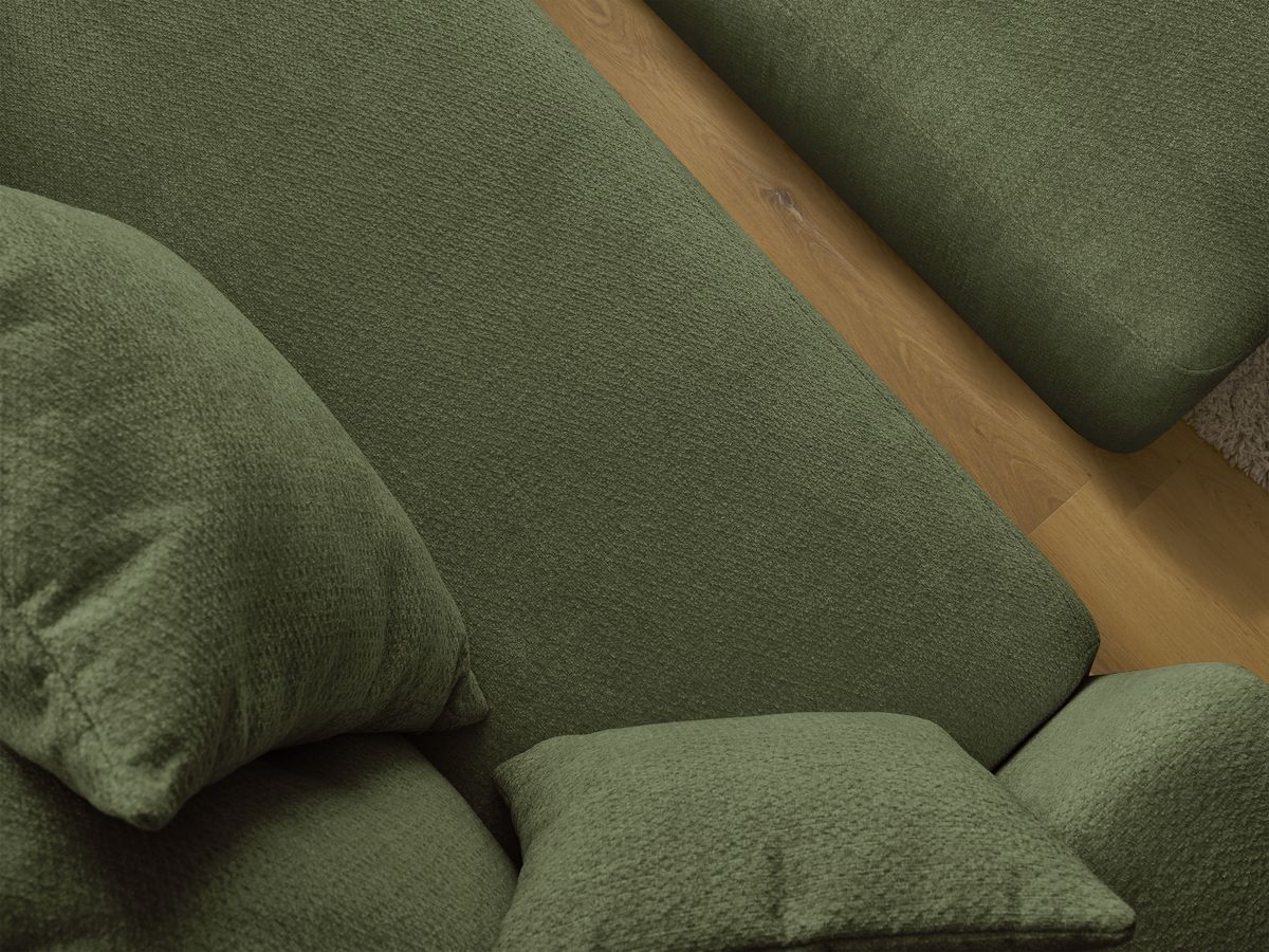 Canapé droit convertible SIDONIE tissu chiné avec pouf