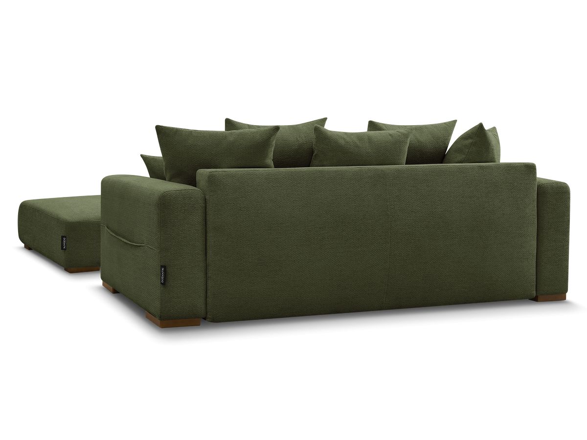 Canapé droit convertible SIDONIE tissu chiné avec pouf