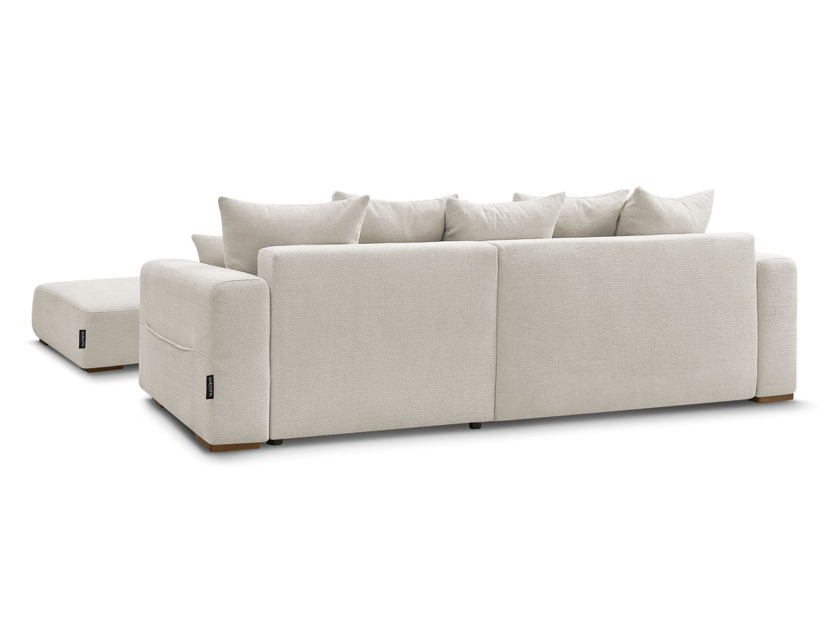 Canapé d'angle convertible réversible coffre SIDONIE tissu chiné avec pouf
