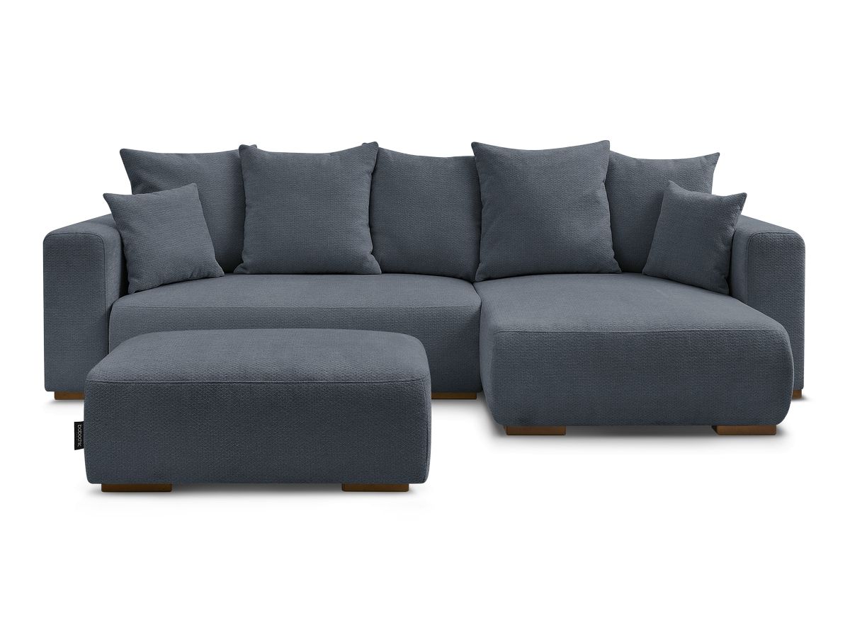 Canapé d'angle convertible réversible coffre SIDONIE tissu chiné avec pouf