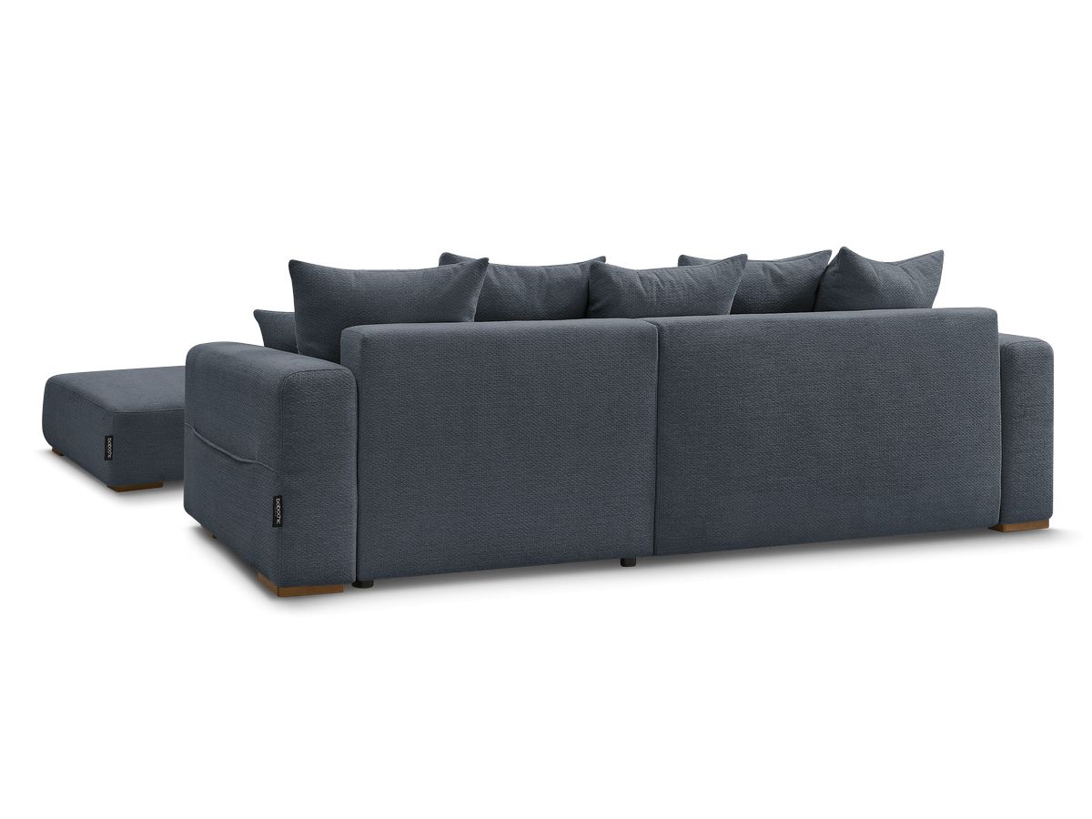 Canapé d'angle convertible réversible coffre SIDONIE tissu chiné avec pouf