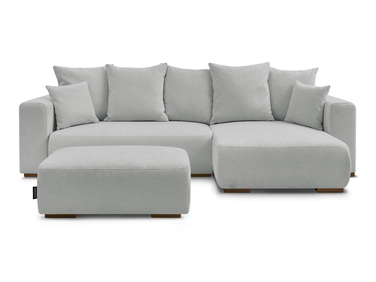 Canapé d'angle convertible réversible coffre SIDONIE tissu chiné avec pouf