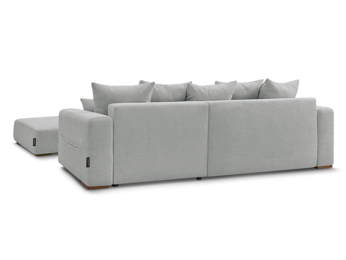 Canapé d'angle convertible réversible coffre SIDONIE tissu chiné avec pouf