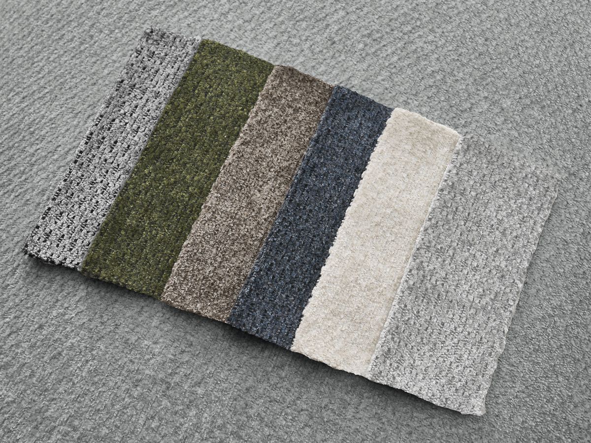 Canapé d'angle fixe EVEREST tissu chiné - Orange - Angle droit - 10 coussins