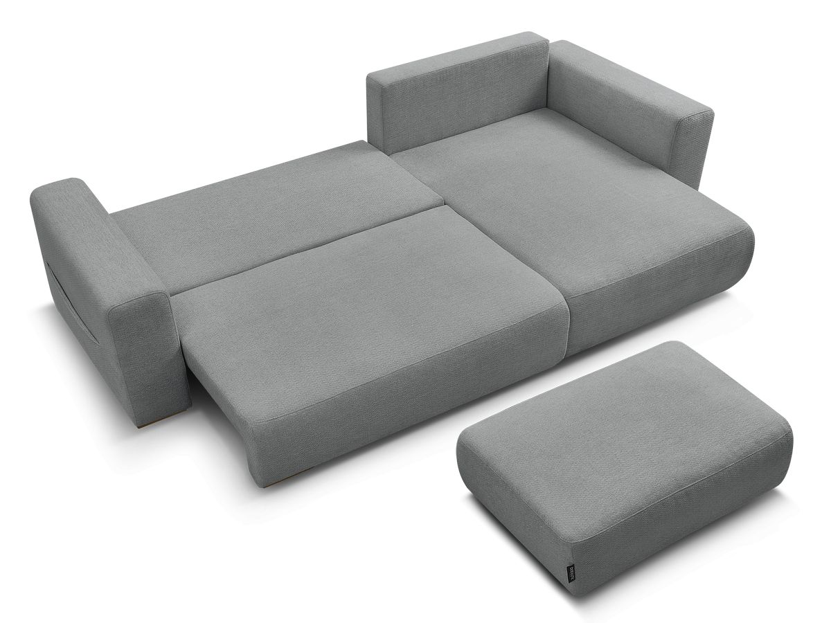 Canapé d'angle fixe EVEREST tissu chiné - Orange - Angle droit - 10 coussins