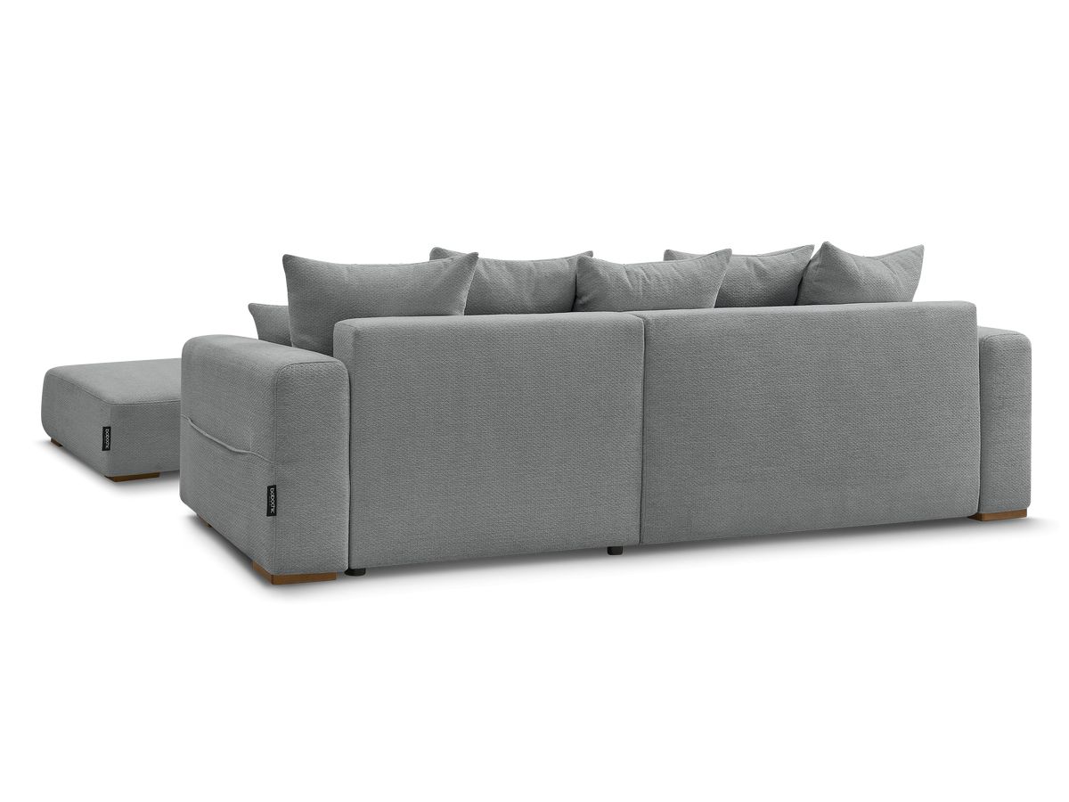 Canapé d'angle fixe EVEREST tissu chiné - Orange - Angle droit - 10 coussins