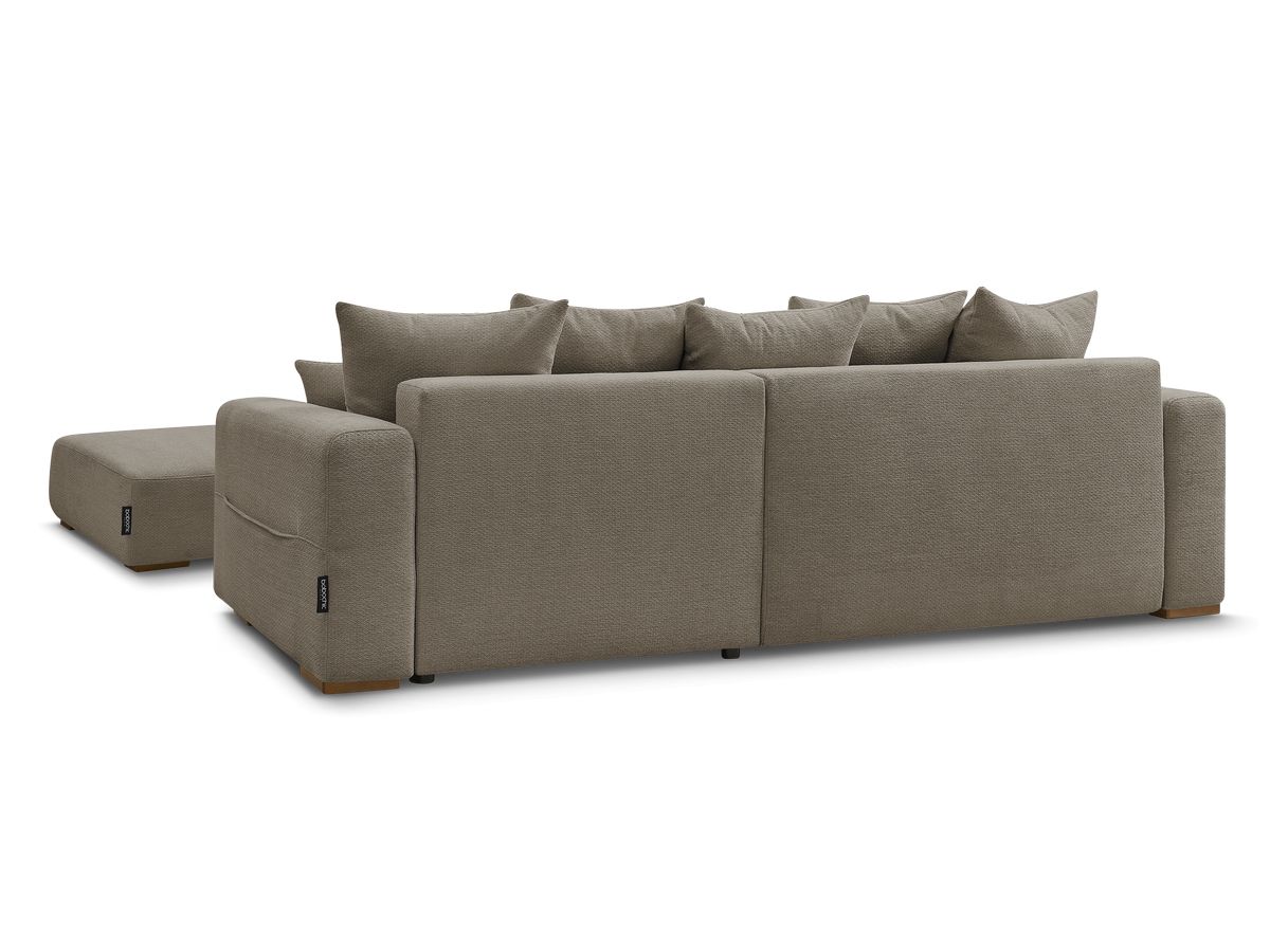 Canapé d'angle convertible réversible coffre SIDONIE tissu chiné avec pouf