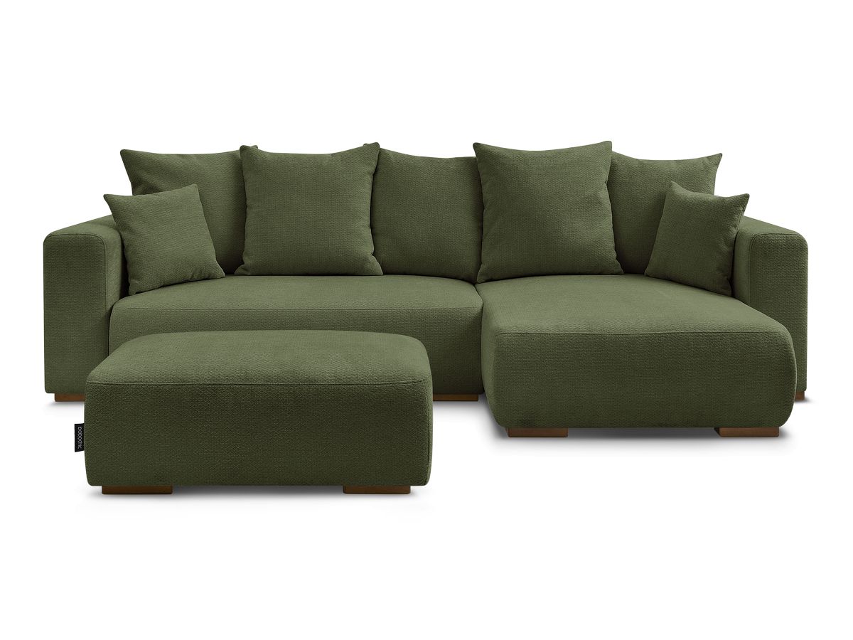 Canapé d'angle convertible réversible coffre SIDONIE tissu chiné avec pouf
