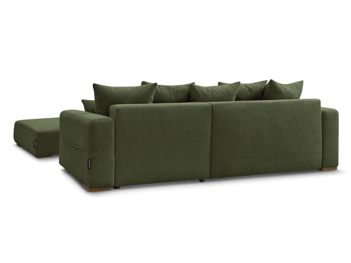 Canapé d'angle convertible réversible coffre SIDONIE tissu chiné avec pouf