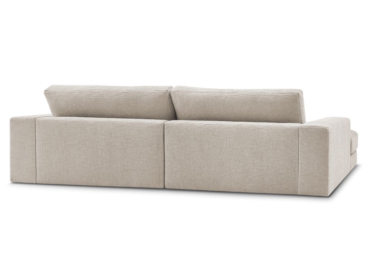 Canapé d'angle fixe compact LEONARD tissu texturé avec pouf