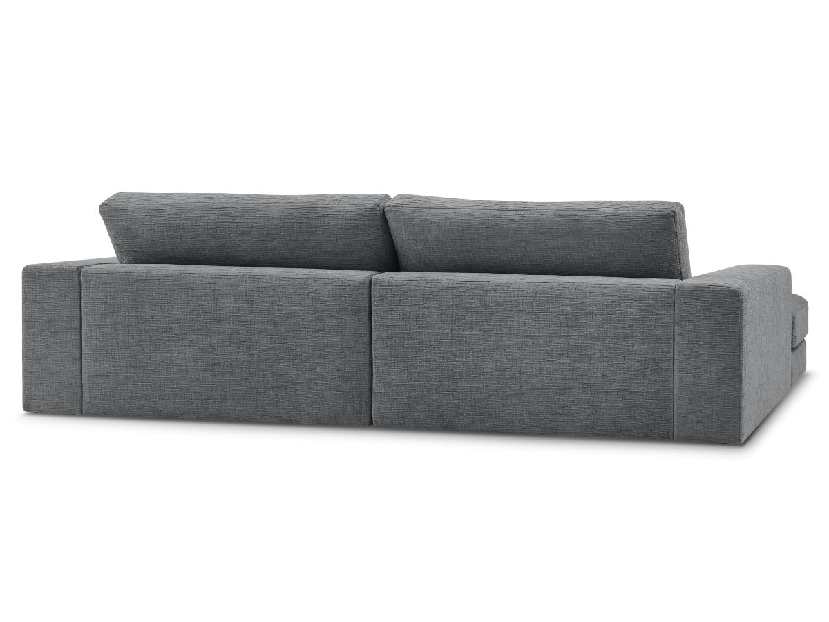 Canapé d'angle fixe compact LEONARD tissu texturé avec pouf