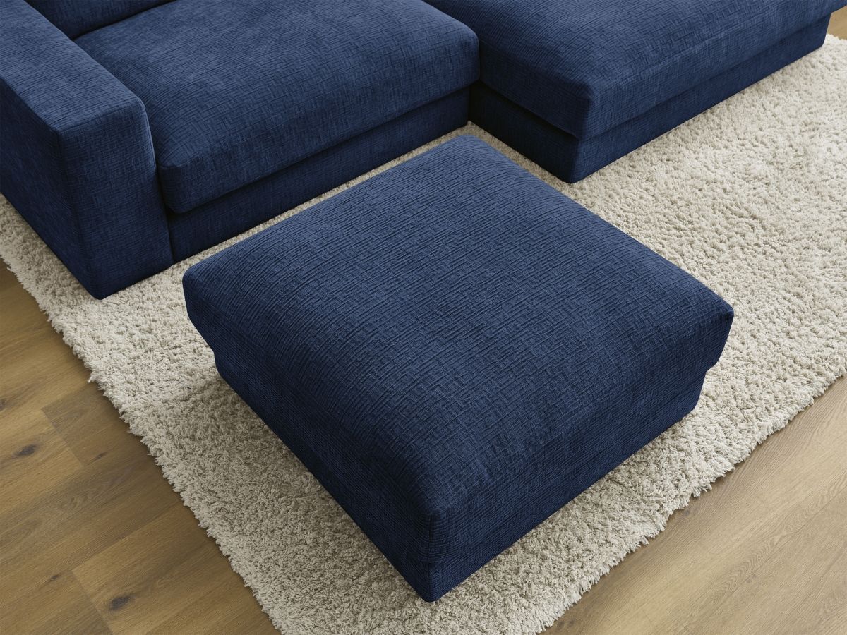 Canapé d'angle fixe compact LEONARD tissu texturé avec pouf
