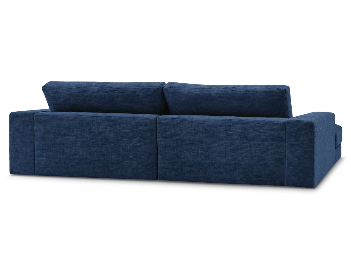 Canapé d'angle fixe compact LEONARD tissu texturé avec pouf