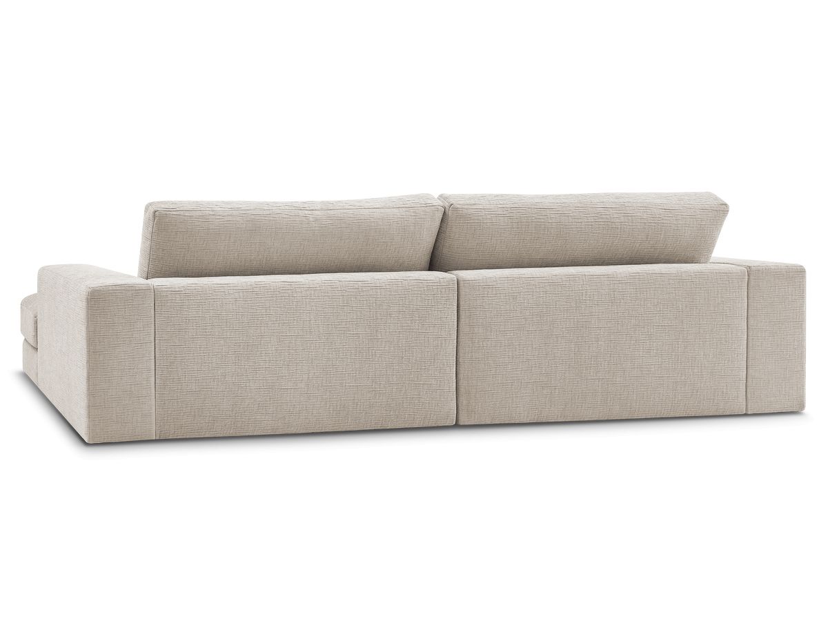 Canapé d'angle fixe compact LEONARD tissu texturé avec pouf