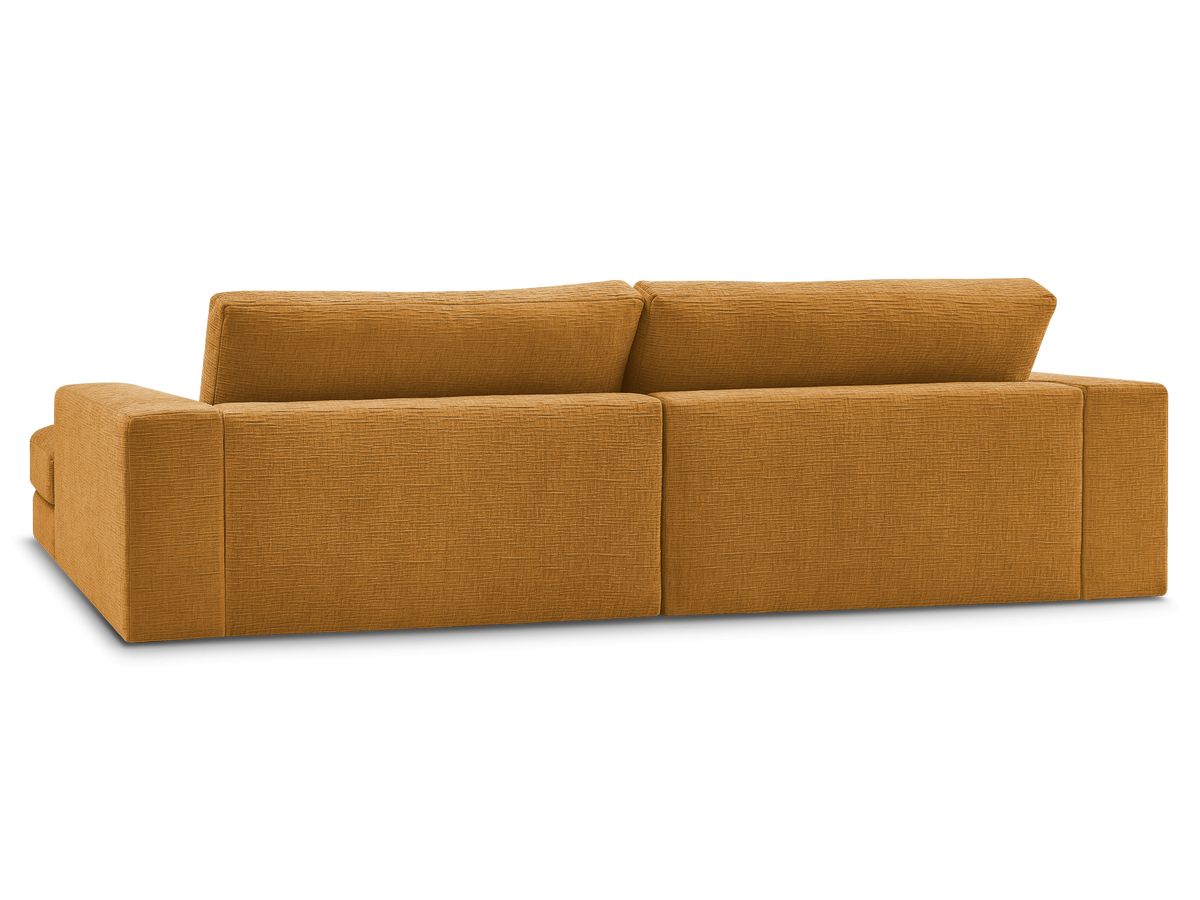 Canapé d'angle fixe compact LEONARD tissu texturé avec pouf