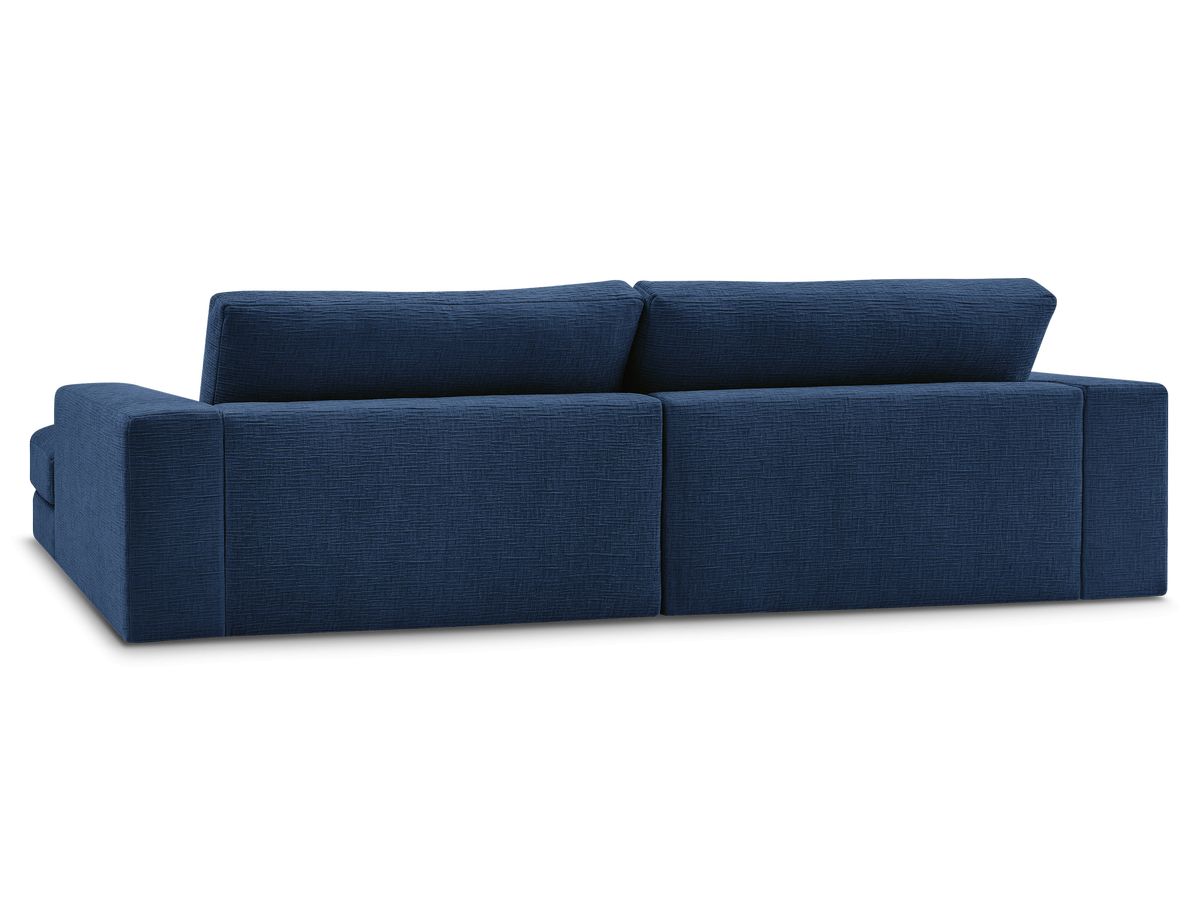 Canapé d'angle fixe compact LEONARD tissu texturé avec pouf