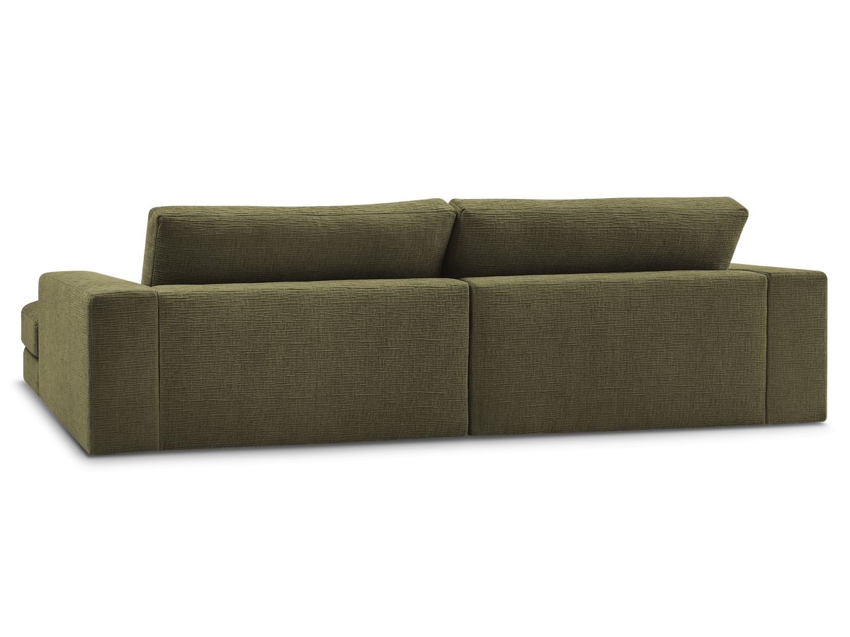 Canapé d'angle fixe compact LEONARD tissu texturé avec pouf