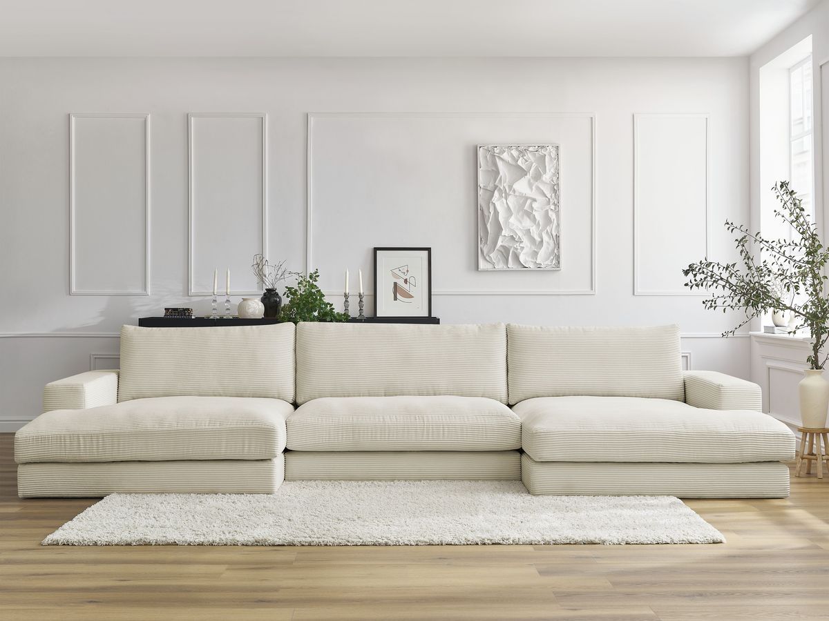 LEONARD vaste compacte panoramische bank in corduroy