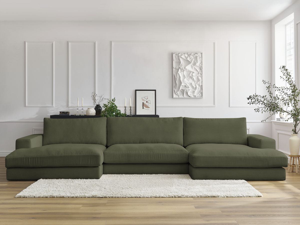 LEONARD vaste compacte panoramische bank in corduroy