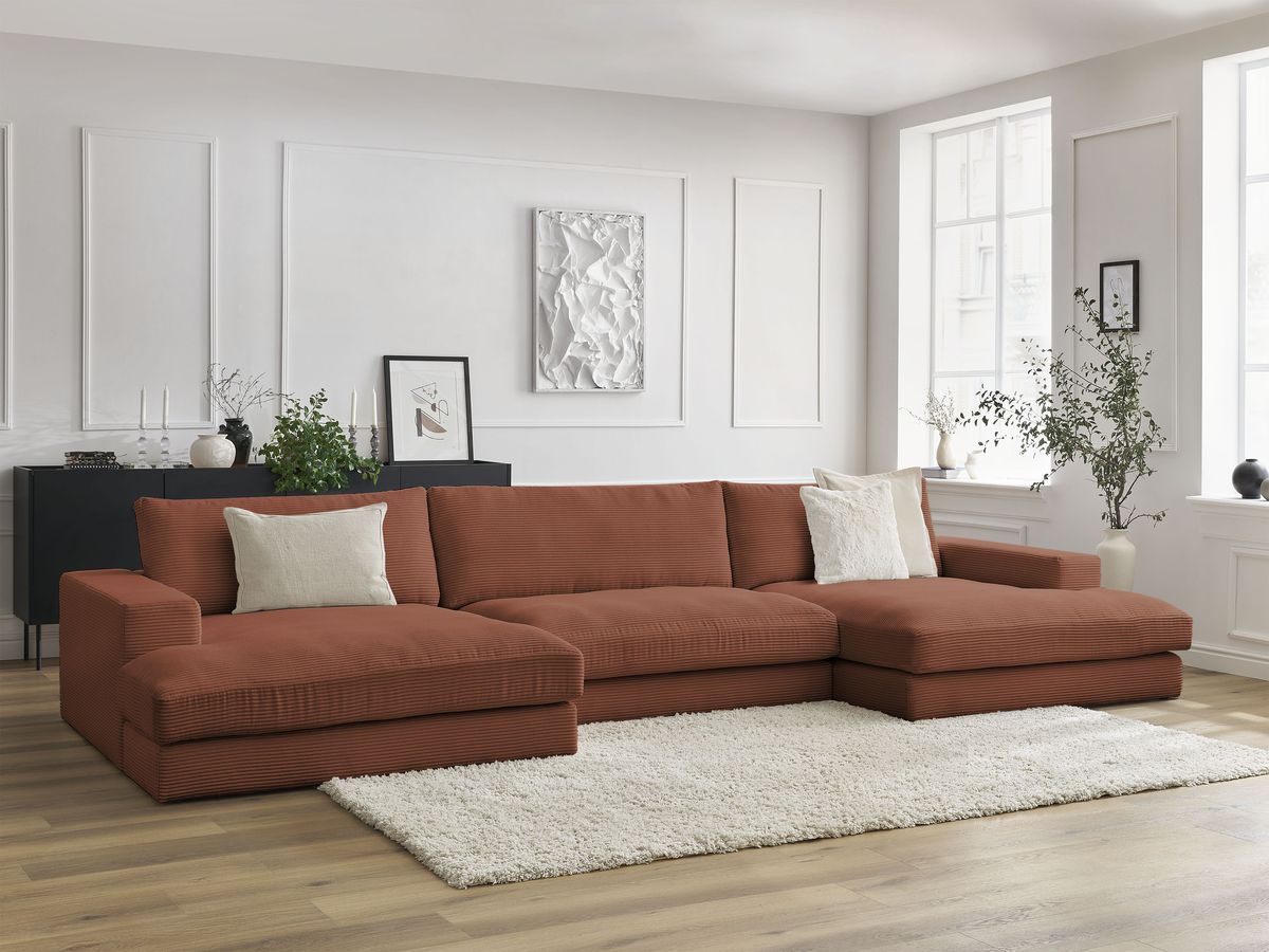 LEONARD vaste compacte panoramische bank in corduroy