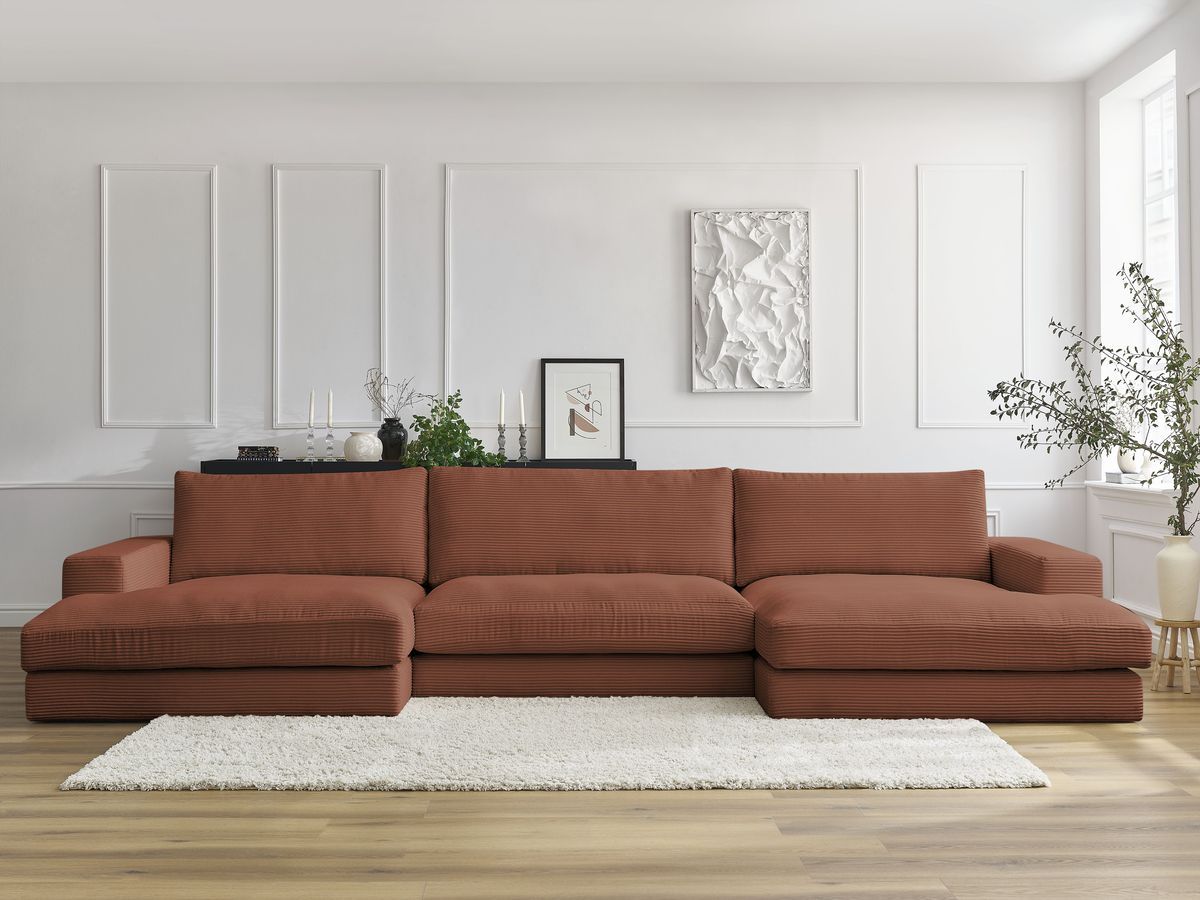 LEONARD vaste compacte panoramische bank in corduroy