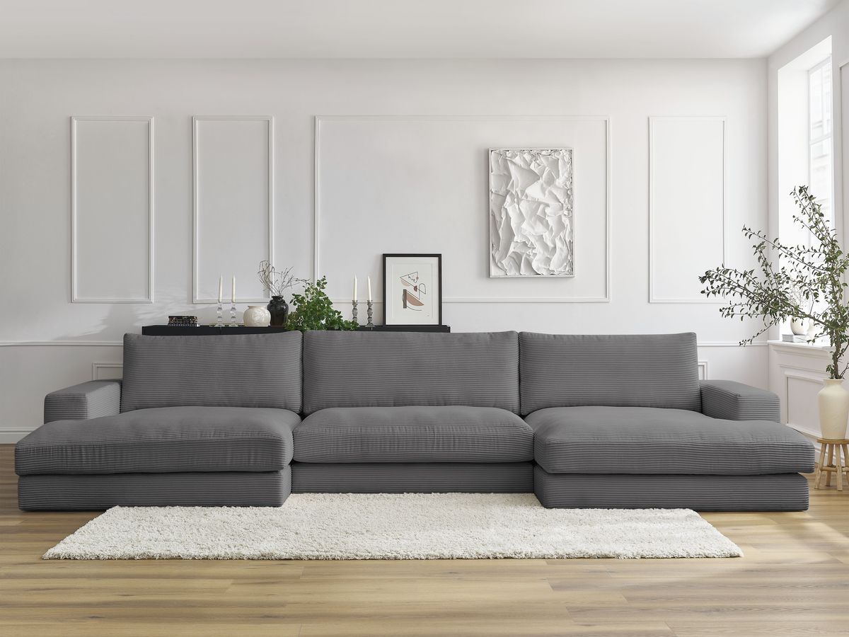 LEONARD vaste compacte panoramische bank in corduroy