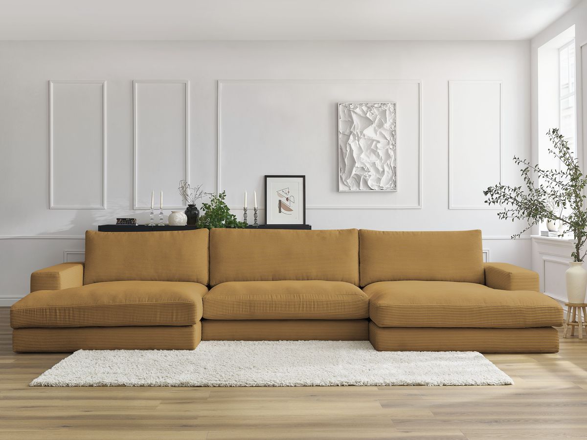 LEONARD vaste compacte panoramische bank in corduroy