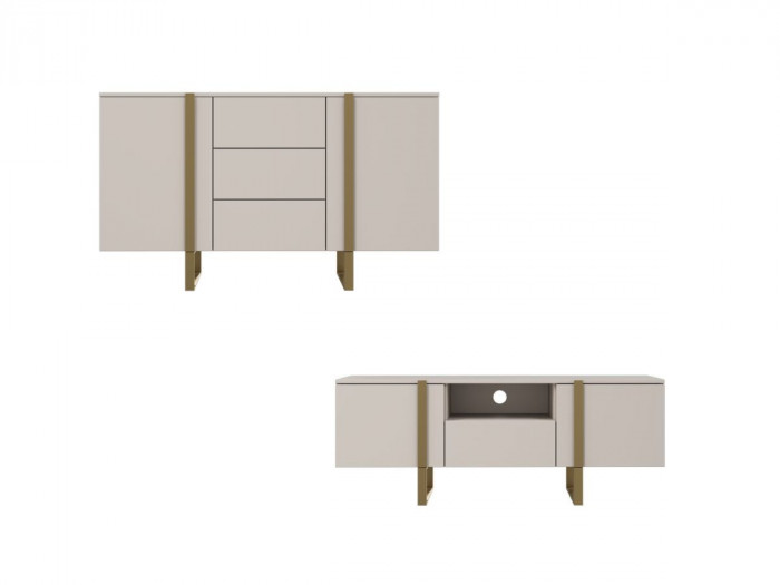 Buffet 2 portes 150 cm ELMA pieds métal or