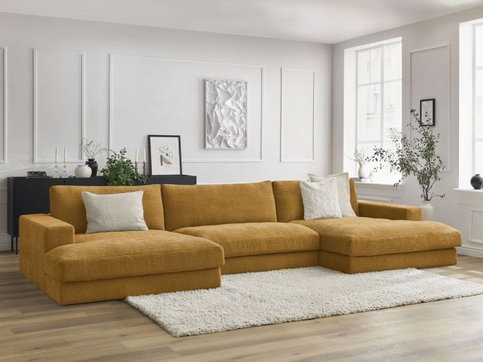 Canapé panoramique fixe LEONARD tissu texturé