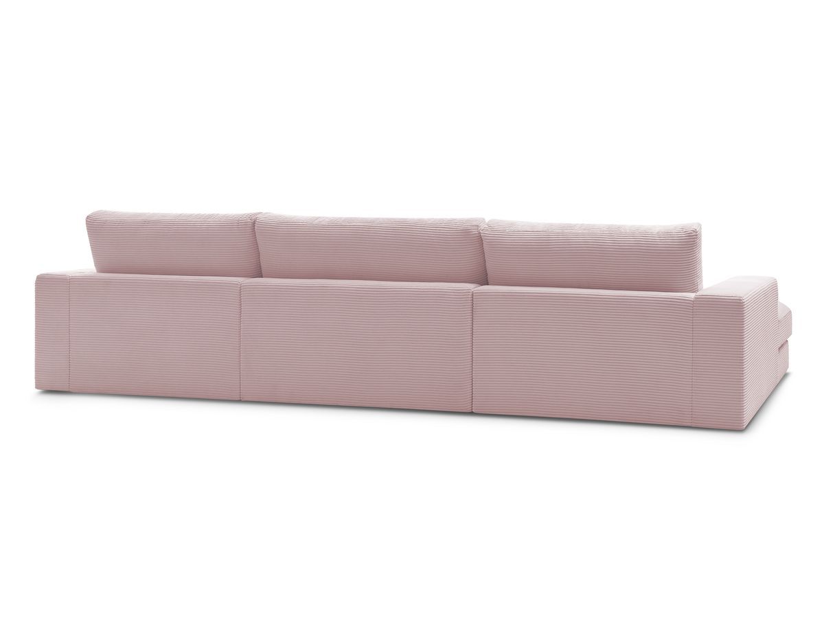 Canapé panoramique fixe compact LEONARD velours côtelé avec pouf