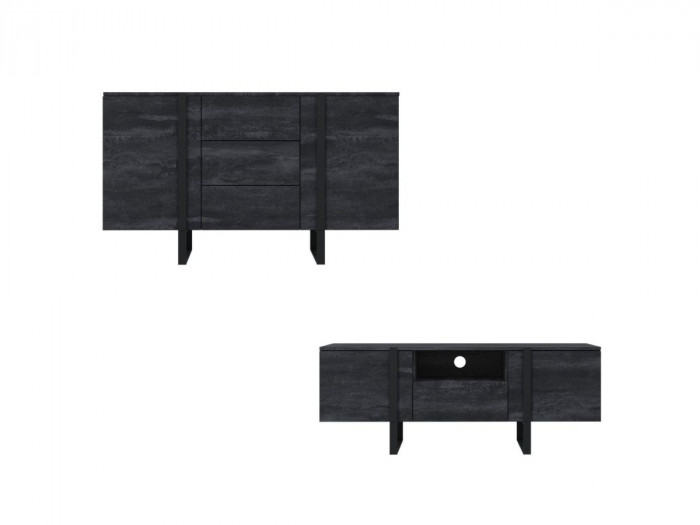 Ensemble ELMA avec buffet 150 cm ELMA + meuble TV 150 cm pieds métal noirs