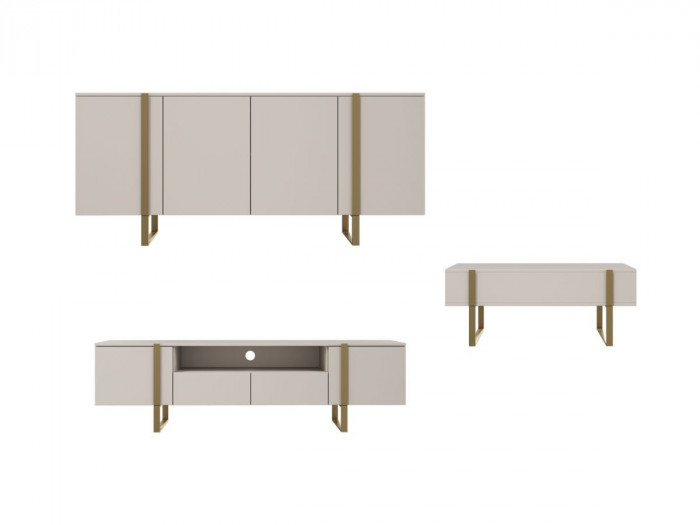 Buffet 4 portes 200 cm ELMA pieds métal or