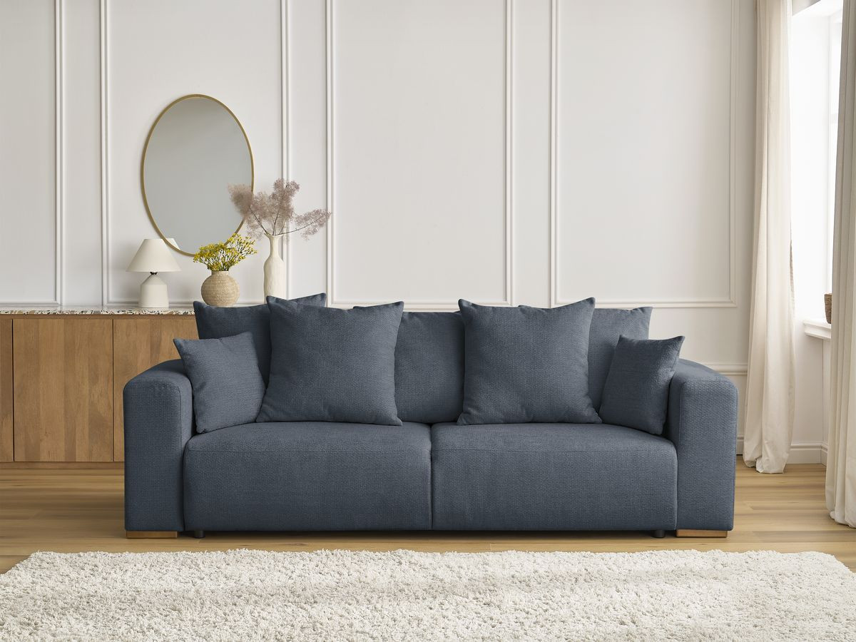 Canapé droit convertible SIDONIE chiné bleu foncé — vue 5