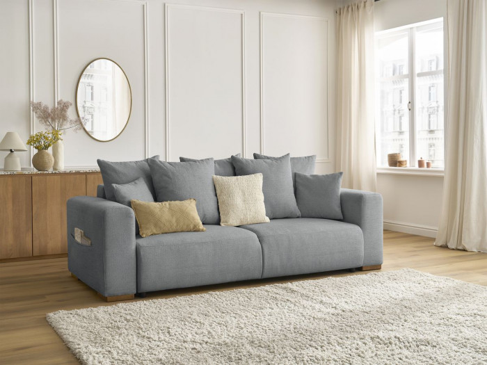 Canapé droit convertible SIDONIE tissu chiné