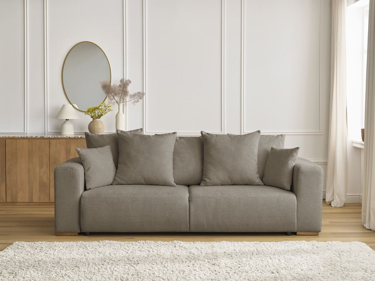 Canapé droit convertible SIDONIE chiné taupe — vue 5