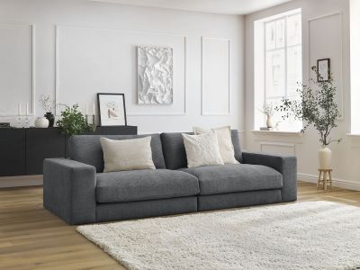 Canapé droit fixe 3 places compact LEONARD tissu texturé