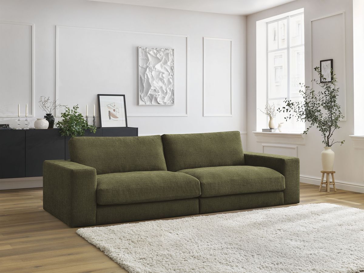 Canapé droit 3 places compact LEONARD texturé vert — vue 5