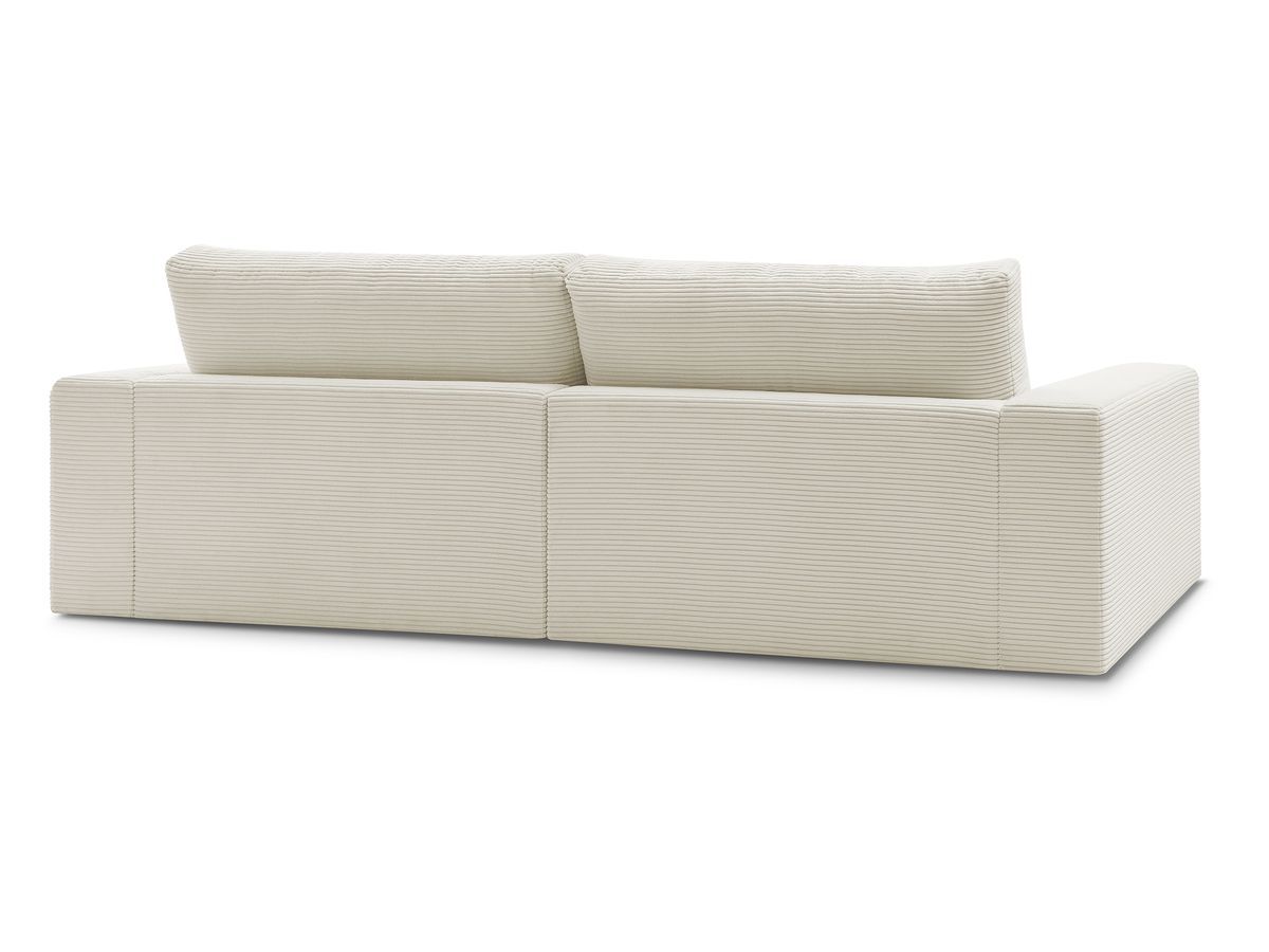 Canapé droit fixe 3 places compact LEONARD velours côtelé avec pouf