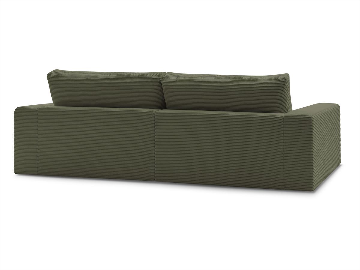 Canapé droit fixe 3 places compact LEONARD velours côtelé avec pouf