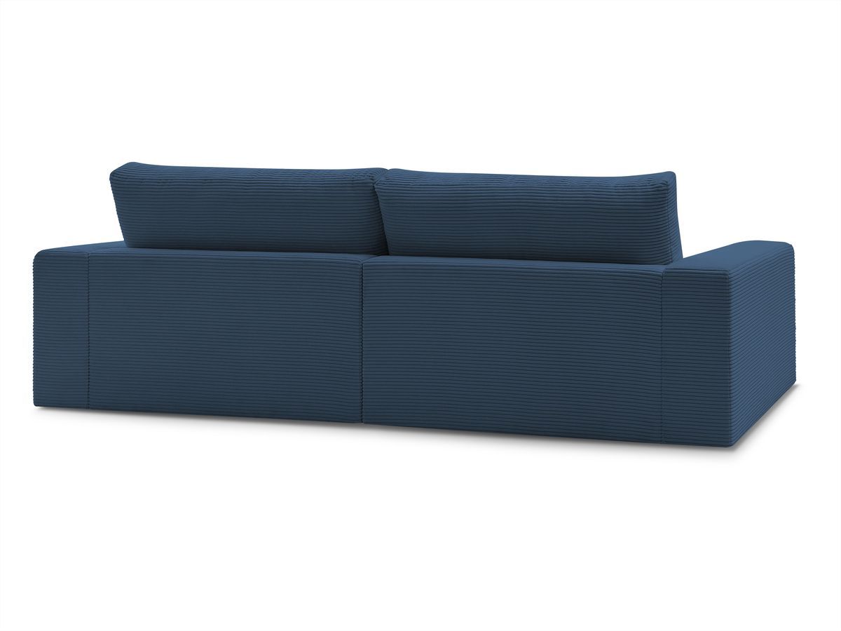 Canapé droit fixe 3 places compact LEONARD velours côtelé avec pouf