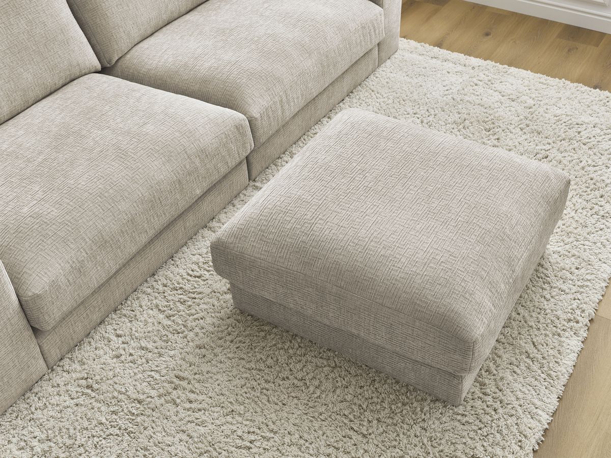 Canapé droit fixe 3 places compact LEONARD tissu texturé avec pouf