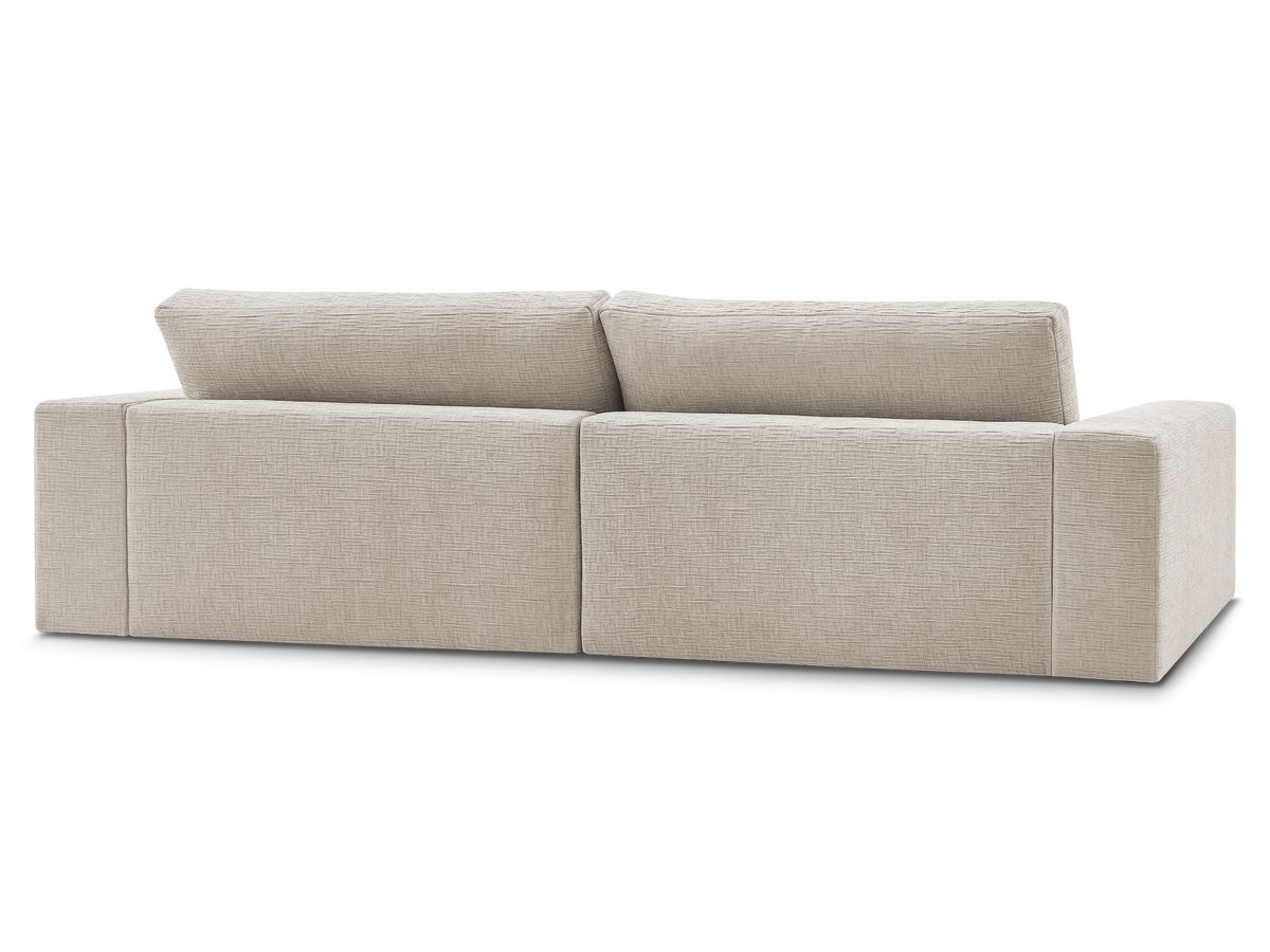 Canapé droit fixe 3 places compact LEONARD tissu texturé avec pouf
