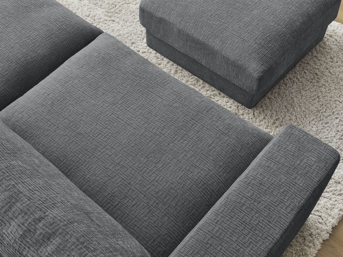 Canapé d'angle fixe EVEREST tissu chiné - Orange - Angle droit - 10 coussins
