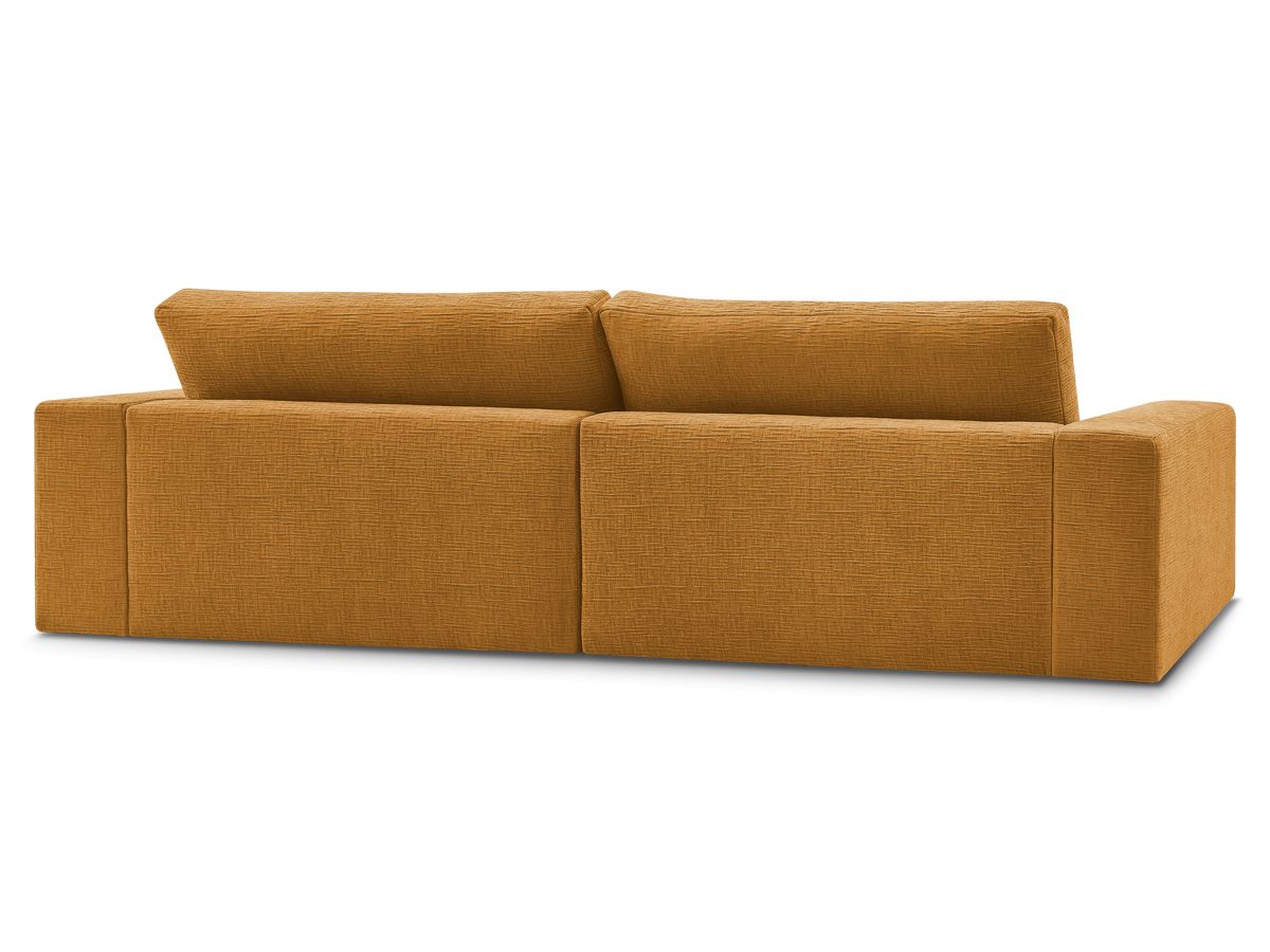 Canapé droit fixe 3 places compact LEONARD tissu texturé avec pouf